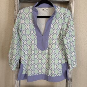 Cabana Life Women’s Long Sleeve Top Green & Purple Stretchy Size S UPD 50+